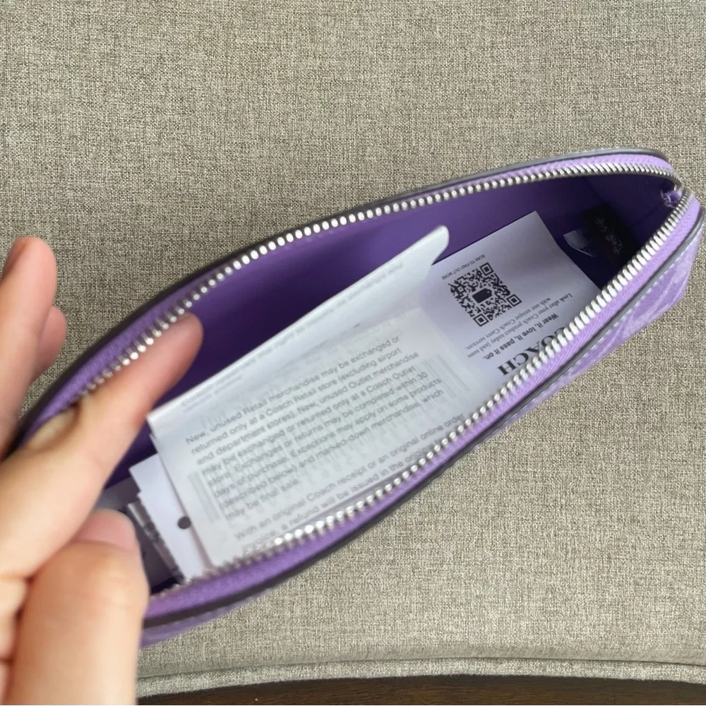 NWT！COACH PENCIL CASE IN SIGNATURE CANVAS（COACH CZ206）IRIS fast shipping